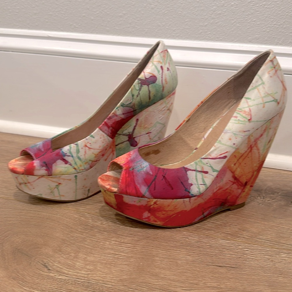 Peep toe wedges